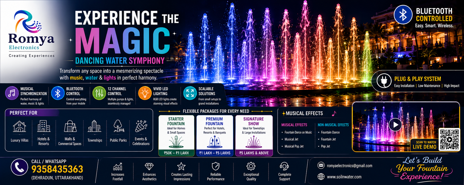 MUSICAL FOUNTAIN WITH LED LIGHTS